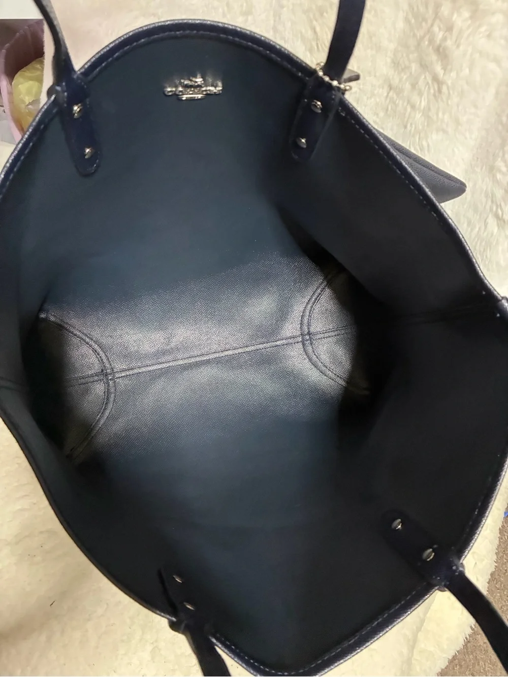 Coach Reverseable Tote in Teal, Navy and Pink
